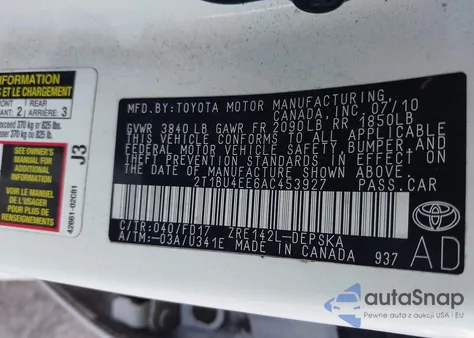 2010 Toyota Corolla S из США, поврежденный, VIN 2T1BU4EE6AC453927